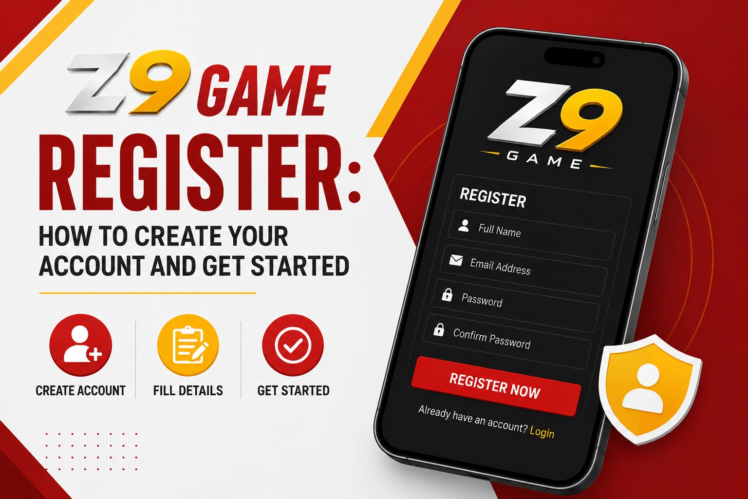Step-by-step guide for creating an account on the z9 game register platform.